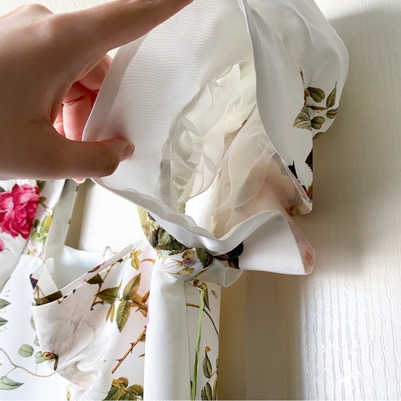 Damaris Bailey Rose Mini Dress Faille Wedding White Floral XL NWT - Picture 5 of 10